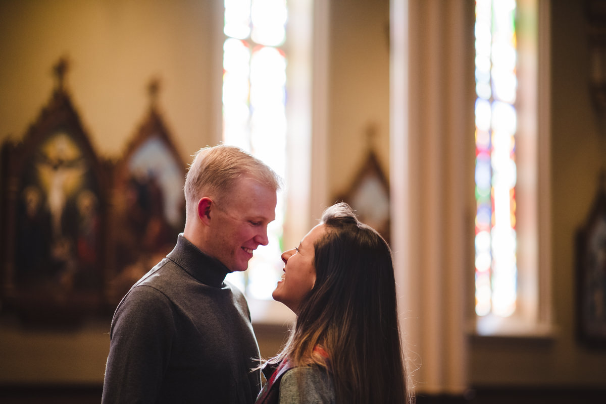 engagement session at Notre Dame University by Westley Leon Studios