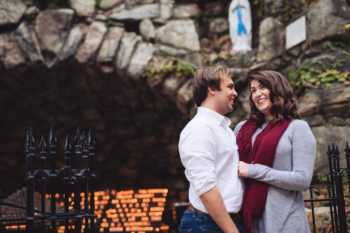 notre dame engagement session during the Fall season