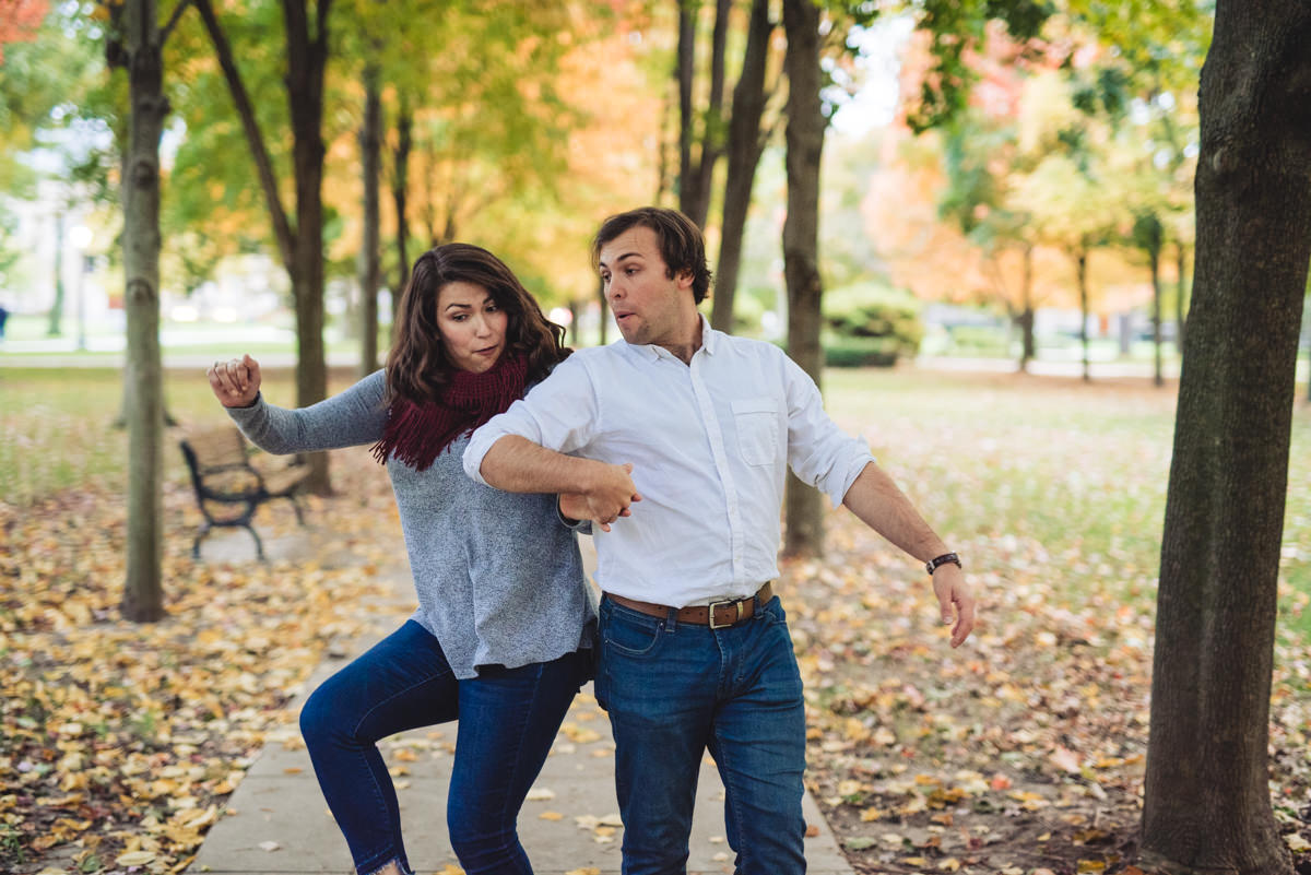 notre dame engagement session during the Fall season