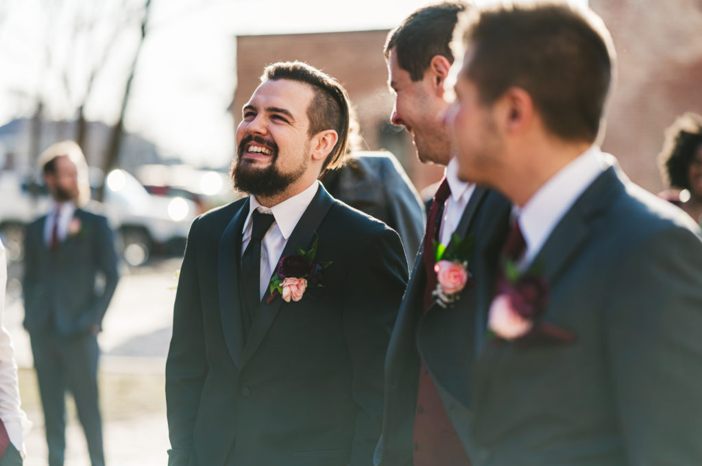 groom with groomsmen Westley Leon Studios Wedding Photography Barrelhouse at Zorn in Michigan City