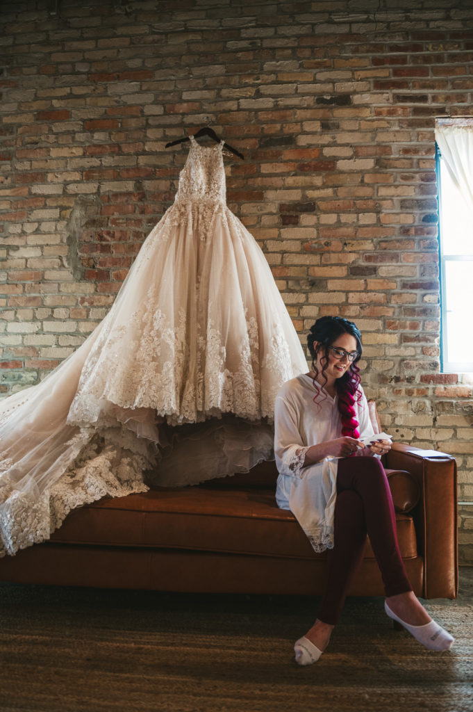 bride reading vows Westley Leon Studios Wedding Photography Barrelhouse at Zorn in Michigan City